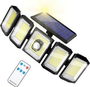 Solar Security Light 300 LED IP65 Waterproof Motion Sensor Outdoor 5 Head Remote Control Wall Light Solar Light