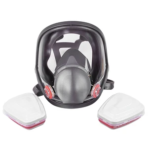 Cheap Price Full Facepiece Reusable Silicone Double Filter Replaceable Filter CE Certified Antigas Respirator Dark Blue Mask