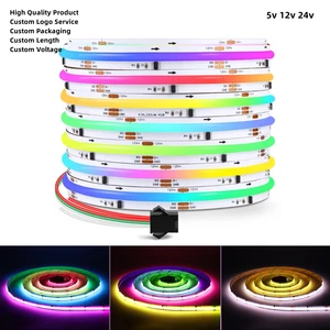 Cob RGBIC LED Strip Lights WS2811 12V 24V 5V Addressable RGB Ws2812b 8mm 10mm PCB Flexible Voice Control Chasing Light Strings