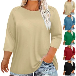 New Fashion Women T Shirt Plus Size Loose Solid Color T-Shirt Ladies Top Female Fashion Blouse T Shirt