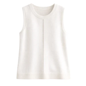Women Ladder Detail Knit Swing Tank Top Sleeveless Summer Casual Loose Fit Breathable Cotton Fashion Pullover Blouse