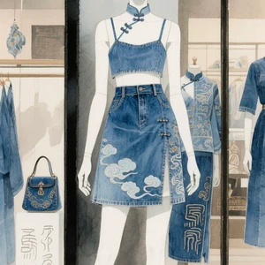 Customized High Quality Women's Casual Denim Suit Middle Aristocratic Style with Personalized Logo and Colors