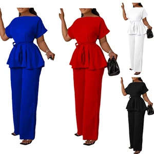 New Arrival Fashion Pure Black Over Size Two Piece Sets Temperament Plus Size Women's Clothing