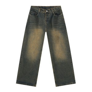 Premium Mens Dark Denim Solid Women Men's Cotton Baggy 28-40 Size High Waist Straight Leg Jeans