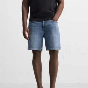 Manufacture OEM Service Men's Casual Slim Straight Leg Jorts Denim Shorts Man Stripe Solid Color Zipper Fly Baggy Jeans Shorts