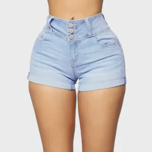 Women's Solid Skinny Denim Shorts Tight Fit Five-Pocket Fashion Jean Shorts Custom Denim Summer Casual Shorts