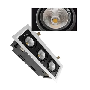 LED Embedded Grill Lighting Lamp with Three Adjustable Rectangular Line Spotlights Aluminum Color Adjustable COB Spotlights