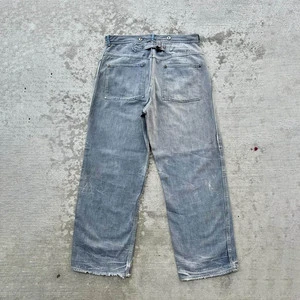 Custom Men's Loose Denim Wide Leg Pants Vintage Retro Washed Baggy with Button Decoration Summer Autumn Winter Street Style
