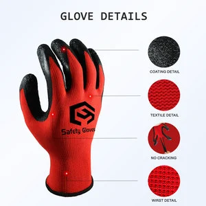 CY Competitive Price Customization Supported Crinkle Latex Coated Safety Gloves Construction Mechanic Work Gloves On Hot Sale