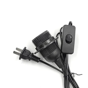 Black E27 Lamp Socket with Screw Style US Plug Safety Power Wire Bulb Holder Made of Plastic