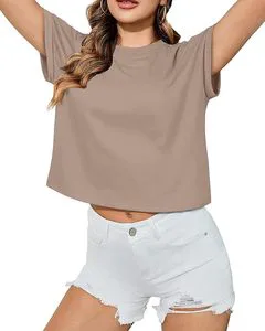 Women's Casual Knitted Short Sleeve Round Neck Blouse Solid Color Soft Fabric Everyday Wear Regular Fit