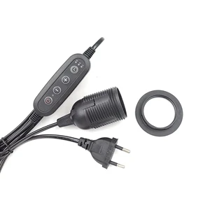 Switch with Timer or Dimming Function + E27 Full-thread Connector + EU Plug with Hole Plug with Wire Switch Cord Long Cable