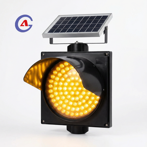 Solar Powered Amber LED Warning Light 300mm High Visibility Flashing Beacon Highway Maintenance Construction Safety GUAGNGAN