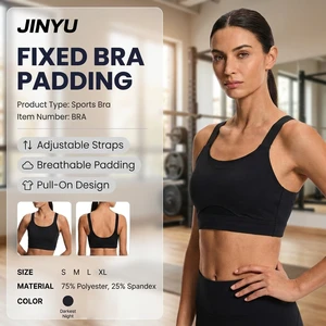 JINYU Custom OEM ODM Women's Scoop Neck Sports Bra Quick Dry Breathable Removable Pads Yoga Running Gym Workout Activewear