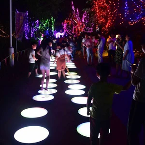 LED Inductive Round Brick Light Round Gravity Sensing Dance Floor Tile Lights Springboard Glowing Brick Lamp