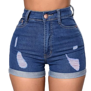 Trendy Women's Denim Shorts High-Waist Ladies Summer Shorts Casual Stretchable Shorts for Women with Pockets