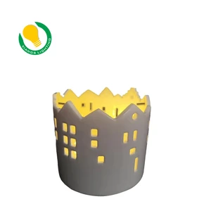 Nordic Ceramic Small House Lantern LED Lights Warm White CRI80 Christmas Crafts Hollow Design Holiday Lighting Business Gifts