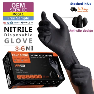 Heavy Duty 6mil Disposable Black Nitrile Gloves Anti-Slip Anti-Static Safety Gloves for Driving Industrial Use Free XL Sample