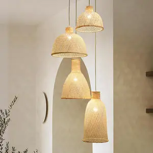 Retro Industrial Style Customizable Luxury Large Bamboo Pendant Lamp Restaurant Bamboo Weave Chandelier Bamboo Pendant Light