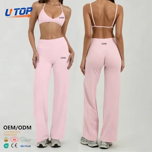 Wholesale Women's Yoga Sets Breathable Gym Clothing Set Spaghetti Straps Bra Wide Leg Pants Workout Set Women Fitness Yoga Wear