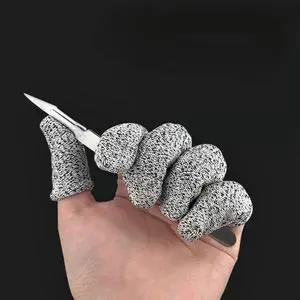 5-Level HPPE Anti-Cut Finger Gloves-Industrial Labor Protective Finger Cots Textured Full Surface Anti-Slip Breathable