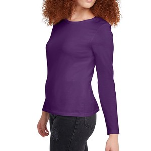 High Quality Women's T-Shirts Cotton Bamboo Fiber Plus Size Autumn Solid Breathable O-Neck
