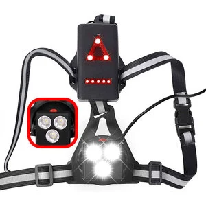 Professional Outdoor USB Wearable Jogging Light Night Sport Safety 3 Mode Chest Running Light with LED Source