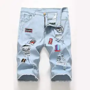 New Arrival OEM Summer Men's Denim Shorts With Unique Chrome Heart Design High Street Style Pants High Quality Men Short Jeans