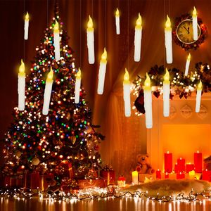 12pcs Flameless Floating LED Candles Battery Operated Magic Hanging Candle Light with Flickering Warm Light for Window Display