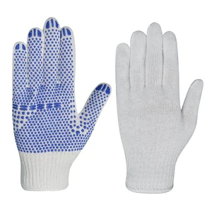 35-75g/pair Blue Single/Bouble PVC Dotted Gloves Anti-cut Anti-static Anti-Slip Cotton Knitted Safety Work Protective Gloves