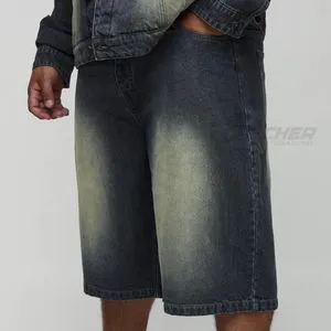 Custom Men's Stretch Denim Shorts Breathable Summer Casual Straight Y2K Style Embroidery Light Wash Streetwear Factory Direct
