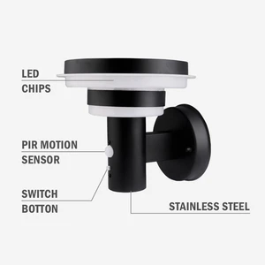 LED PIR Motion Sensor Wall Light | Stainless Steel Outdoor Security Lighting