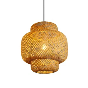 Handmade Modern Design Natural Weaving Bamboo Lamp Restaurant Lantern Pendant Ceiling Light Hanging