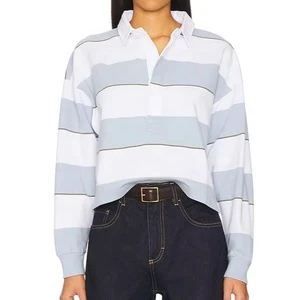 Wholesale Customizable Oversized Polo Collar T-Shirt for Women Long Sleeve Slim Fit Striped Bamboo Cotton Plus Size