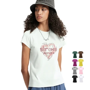 Oem Girls Plus Size Custom Graphic Streetwear T Shirt White Women's Cotton High Quality Tee Shirt Plus Size Women's T-Shirts