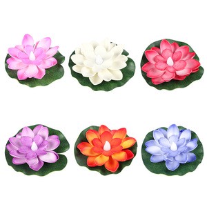 LED Plastic Waterproof Candle Lamp Indoor/Outdoor Lotus Floating Candle Christmas Water Decoration River Lamp Wishing Lotus