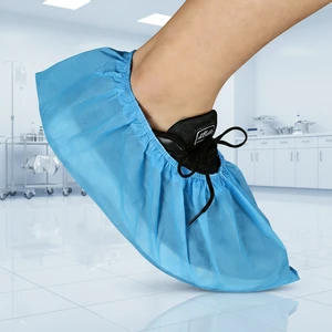 High Quality Blue White Non-woven Shoe Covers AntiSlip Disposable PP Foot Covers 15x40cm Cleanroom Hospital Home Use Foot Cover