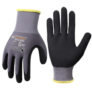 XINGYU EN388 Anti-Slip Construction Industrial Work Safety Gloves Nitrile Coated 15 Gauge Nylon Foam Nitrile Coated Work Gloves