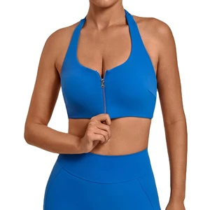 Women's High Support Breathable Yoga Sport Bra Camisole For Women Zipped Fitness Tank Top