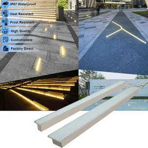 IP67 Waterproof Outdoor Buried Linear Light 500/600/1000MM Glass Stainless Ground Lamp DC 24V Landscape Lighting 3000K 6500K CE