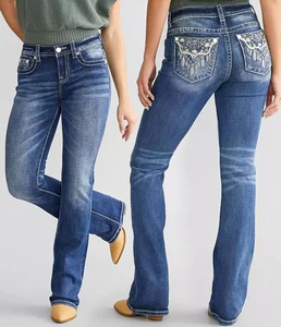Vintage Western-style Women's Jeans with Feather Embroidery Flared Pants Elegant and Casual Mid-rise Long Pants Stretch Pants