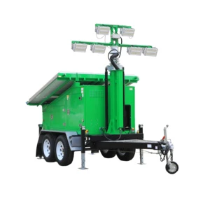 High Safety Level Outdoor Solar Powered Mobile Light Tower with MPPT Controller and Lithium Ion Battery Factory Price