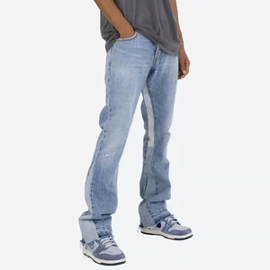 Hot selling Trendy Loose Fit Vintage Flare Jean Men Stacked Denim Jeans High Quality Pants Blank Denim Baggy Jeans for Mens