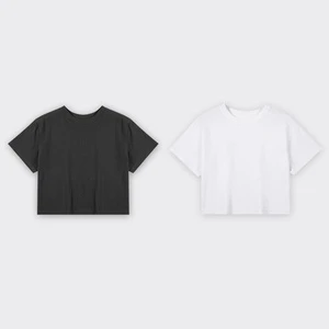 Wholesale Custom 220 Gsm Cotton Cropped Top For Women Breathable Knitted T Shirt With Printed & Embroidered Logo