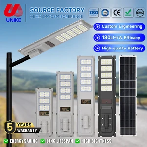 UNIKE Lighting Wholesale OEM Outdoor Waterproof Ip66 150w 200w 250w Galvanized Metal Plate Smd All In One Led Solar Street Light