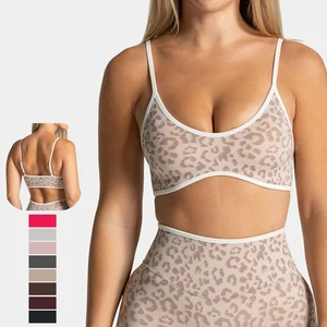 Exercise Clothes Sports Seamless Bras Adjustable Strap Women Fitness Bra Soft Elastic Yoga Apparel Leopard Training Bra