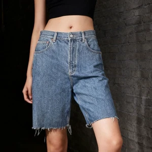 Hot Sale 100% Cotton Womens Shorts and Pants Women's Plus Size Mid-Length Denim Shorts Jeans