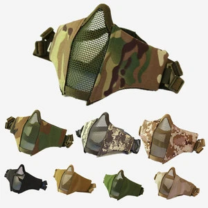 Adjustable Tactical Protective Mesh Half Face Mask for Hunting Recon Face Mask Protective Steel Grid Mesh Guard