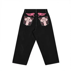 Women's Straight Loose High Waist Streetwear Denim Jeans Spandex/Cotton Model 2507DW Breathable Embroidered Vintage Summer