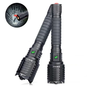 Type C USB Rechargeable Torch Light Super Bright Tactical Hammer Tail Zoom XHP160 Led Powerful Flashlight